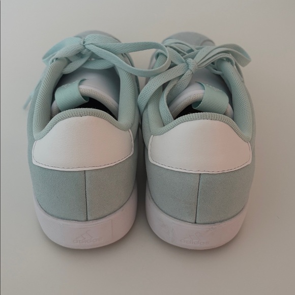 Worn once!! adidas Women's Light Mint Suede Sneakers with White Stripes - Picture 4 of 4